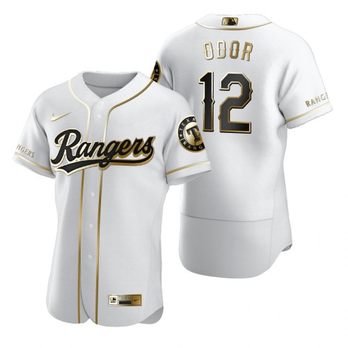 Texas Texas Rangers #12 Rougned Odor White Men's Authentic Golden Edition Jersey Men's