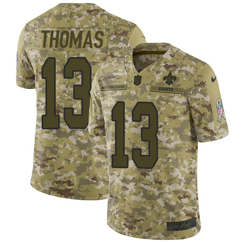 Saints #13 Michael Thomas Camo Men's Stitched Limited 2018 Salute To Service Jersey