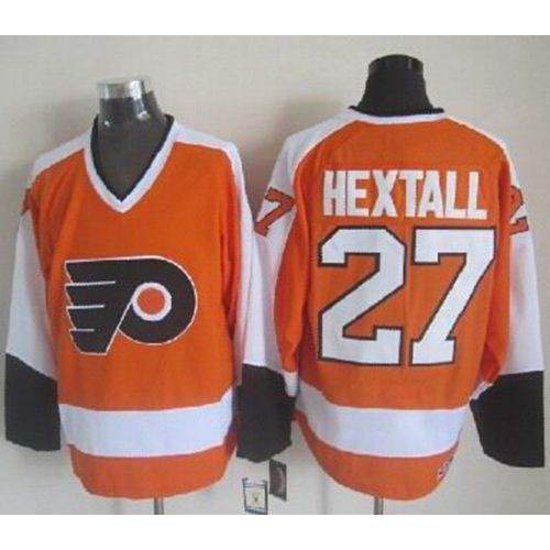 Philadelphia Flyers #27 Ron Hextall Orange/White CCM Throwback Stitched Jersey Men's