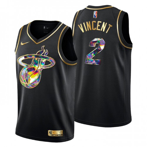 Miami Miami Heat #2 Gabe Vincent Mens Golden Edition Diamond Logo 2021/22 Swingman Jersey - Black Mens