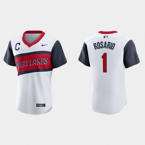 Cleveland Guardians #1 Amed Rosario Men's White 2021 Little League Class Authentic Jersey Men's