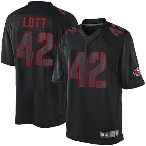 San Francisco 49ers #42 Ronnie Lott Black Men's Stitched Impact Limited Jersey Men's