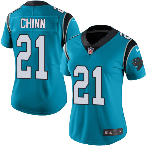 Panthers #21 Jeremy Chinn Blue Women's Stitched Limited Rush Jersey