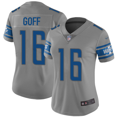Detroit Lions #16 Jared Goff Gray Women's Stitched Limited Inverted Legend Jersey