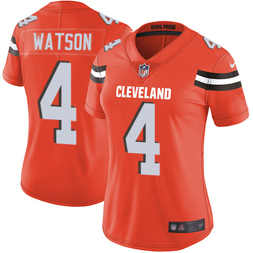 Browns #4 Deshaun Watson Orange Alternate Women's Stitched Vapor Untouchable Limited Jersey