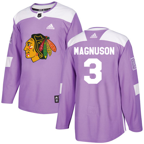 Adidas Chicago Blackhawks #3 Keith Magnuson Purple Authentic Fights Cancer Stitched Jersey Men's