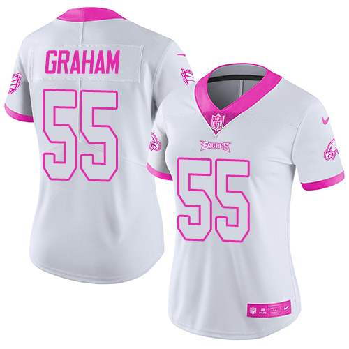 Eagles #55 Brandon Graham White/Pink Women's Stitched Limited Rush Fashion Jersey