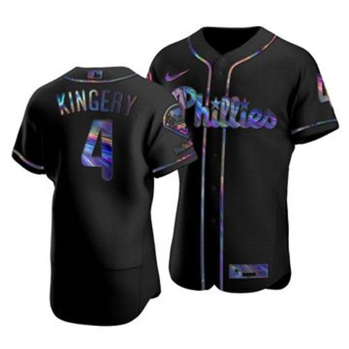 Philadelphia Philadelphia Phillies #4 Scott Kingery Men's Iridescent Holographic Collection Jersey - Black Men's