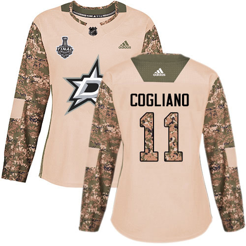 Adidas Dallas Stars #11 Andrew Cogliano Camo Authentic 2017 Veterans Day Women's 2020 Stanley Cup Final Stitched Jersey Womens