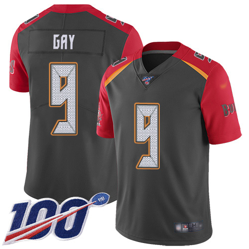 Tampa Bay Buccaneers #9 Matt Gay Gray Youth Stitched Limited Inverted Legend 100th Season Jersey Youth