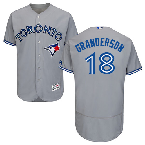 Toronto Blue Jays #18 Curtis Granderson Grey Flexbase Authentic Collection Stitched Jersey Men's