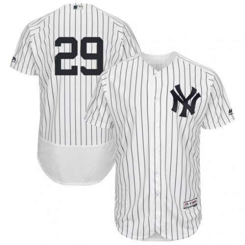 New York Yankees #29 Gio Urshela White Strip Flexbase Authentic Collection Stitched Jersey Men's