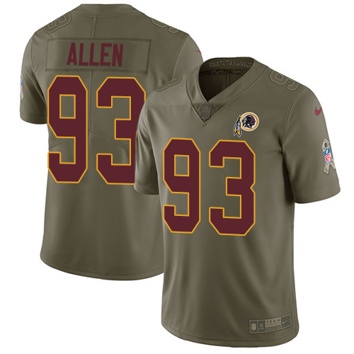 Commanders #93 Jonathan Allen Olive Men's Stitched Limited 2017 Salute To Service Jersey