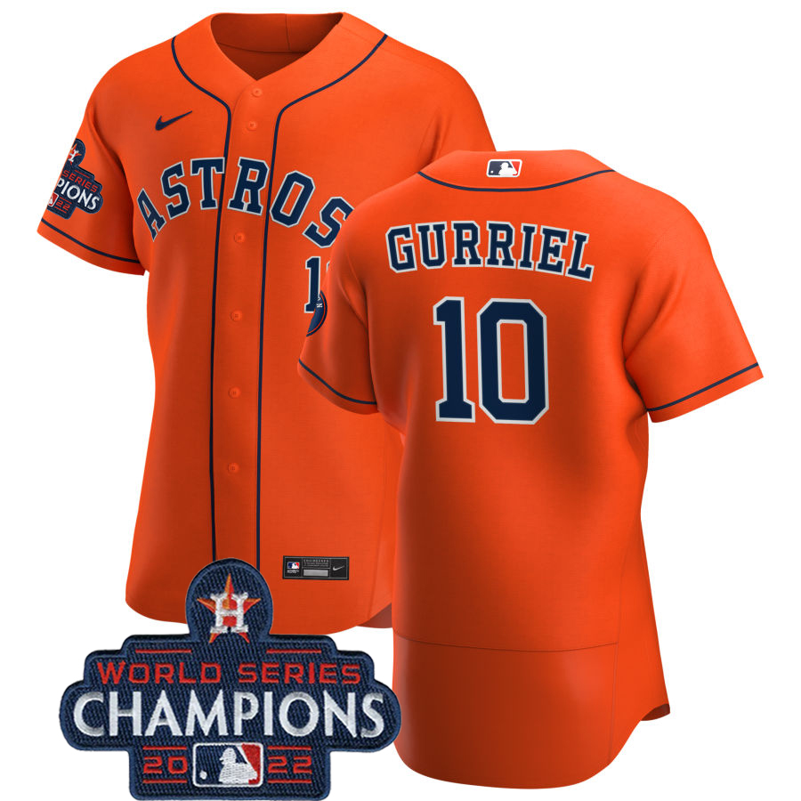 Houston Astros #10 Yuli Gurriel Orange 2022 World Series Champions Orange Alternate Authentic Team Jersey