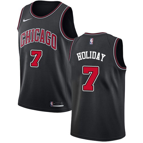 Chicago Bulls #7 Justin Holiday Black Swingman Statement Edition Jersey Mens