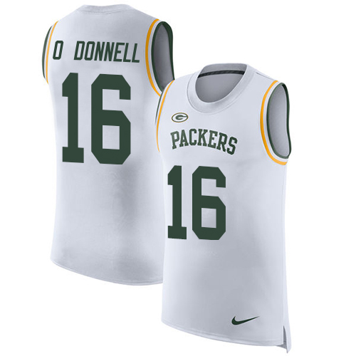 Packers #16 Pat O'Donnell White Men's Stitched Limited Rush Tank Top Jersey