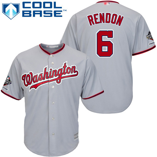 Washington Nationals #6 Anthony Rendon Grey Cool Base 2019 World Series Champions Stitched Youth Jersey Youth