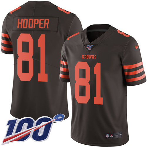 Cleveland Browns #81 Austin Hooper Brown Youth Stitched Limited Rush 100th Season Jersey Youth