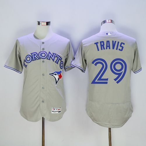Toronto Blue Jays #29 Devon Travis Grey Flexbase Authentic Collection Stitched Jersey Men's