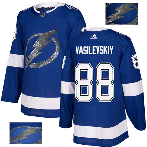 Adidas Tampa Bay Lightning #88 Andrei Vasilevskiy Blue Home Authentic Fashion Gold Stitched Jersey Men's