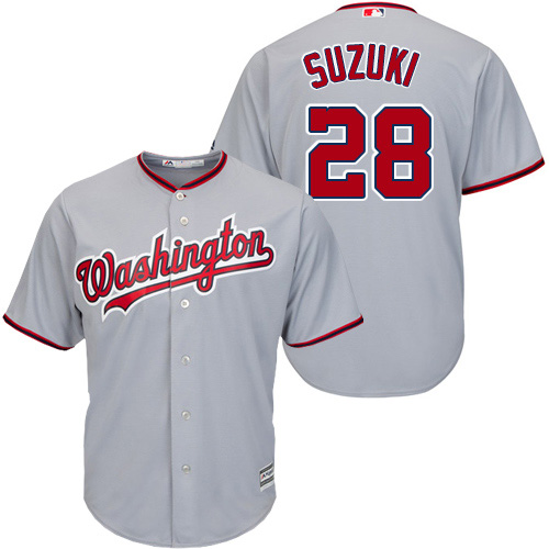 Washington Nationals #28 Kurt Suzuki Grey New Cool Base Stitched Jersey Men's