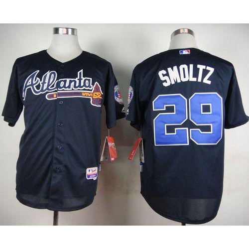 Atlanta Braves #29 John Smoltz Blue Cool Base Stitched Jersey Men's