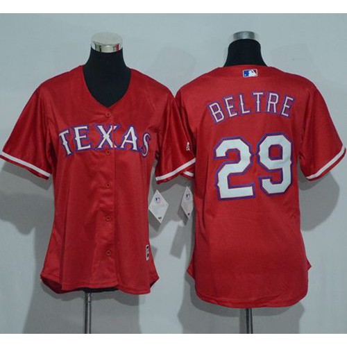 Texas Rangers #29 Adrian Beltre Red Women's Alternate Stitched Jersey Womens