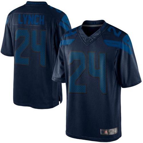 Seattle Seahawks #24 Marshawn Lynch Steel Blue Men's Stitched Drenched Limited Jersey Men's