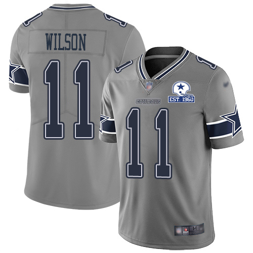 Dallas Cowboys #11 Cedrick Wilson Gray Men's Stitched With Established In 1960 Patch Limited Inverted Legend Jersey Men's