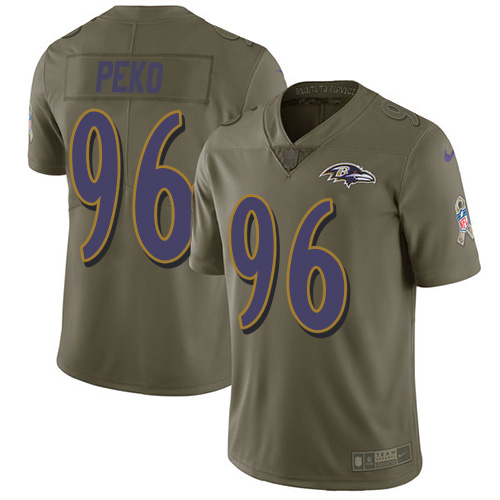 Baltimore Ravens #96 Domata Peko Sr Olive Men's Stitched Limited 2017 Salute To Service Jersey Men's
