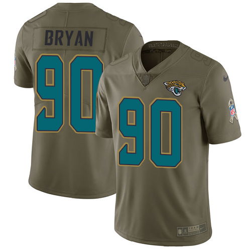 Jacksonville Jaguars #90 Taven Bryan Olive Youth Stitched Limited 2017 Salute to Service Jersey Youth