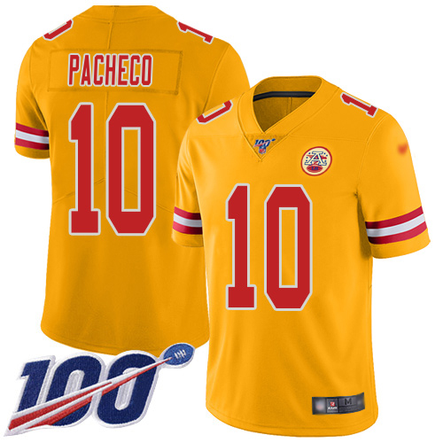 Chiefs #10 Isiah Pacheco Gold Youth Stitched Limited Inverted Legend 100th Season Jersey