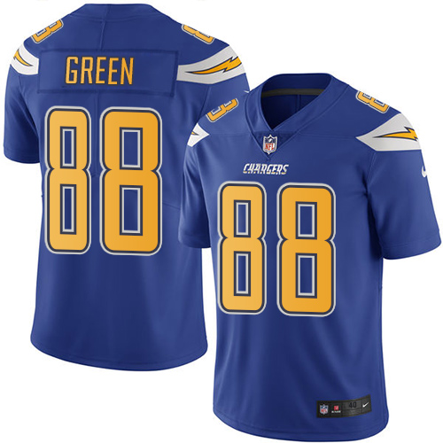 Los Angeles Chargers #88 Virgil Green Electric Blue Men's Stitched Limited Rush Jersey Men's