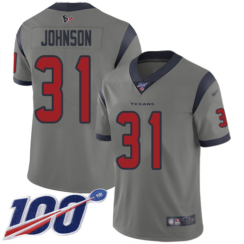 Houston Texans #31 David Johnson Gray Youth Stitched Limited Inverted Legend 100th Season Jersey Youth