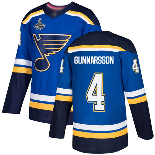 Adidas St. Louis Blues #4 Carl Gunnarsson Blue Home Authentic Stanley Cup Champions Stitched Jersey Men's