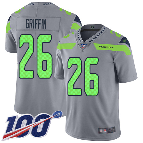 Seattle Seahawks #26 Shaquem Griffin Silver Youth Stitched Limited Inverted Legend 100th Season Jersey Youth