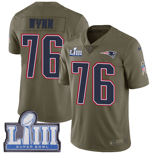 New England Patriots #76 Isaiah Wynn Olive Super Bowl LIII Bound Men's Stitched Limited 2017 Salute To Service Jersey Men's