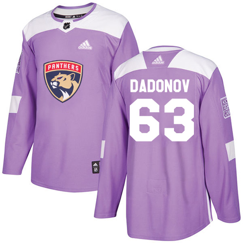 Adidas Florida Panthers #63 Evgenii Dadonov Purple Authentic Fights Cancer Stitched Youth Jersey Youth