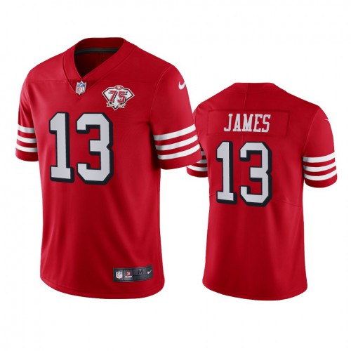San Francisco 49ers #13 Richie James Red Rush Men's 75th Anniversary Stitched Vapor Untouchable Limited Jersey Men's