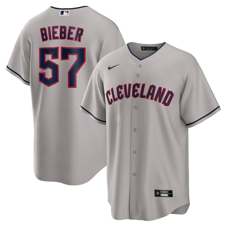 Men's Youth Women's cleveland #57 Shane Bieber baseball jersey gray