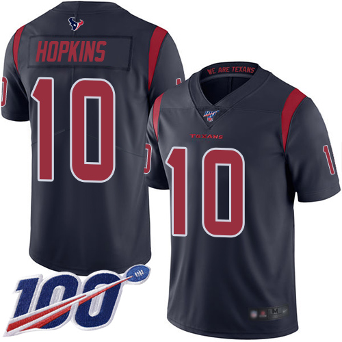 Houston Texans #10 DeAndre Hopkins Navy Blue Men's Stitched Limited Rush 100th Season Jersey Men's