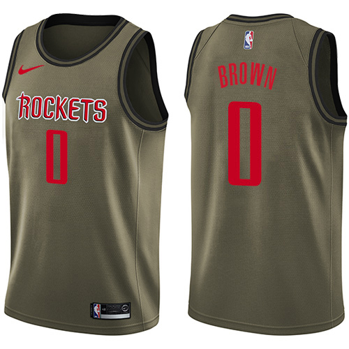 Houston Rockets #0 Sterling Brown Green Salute to Service Youth Swingman Jersey Youth