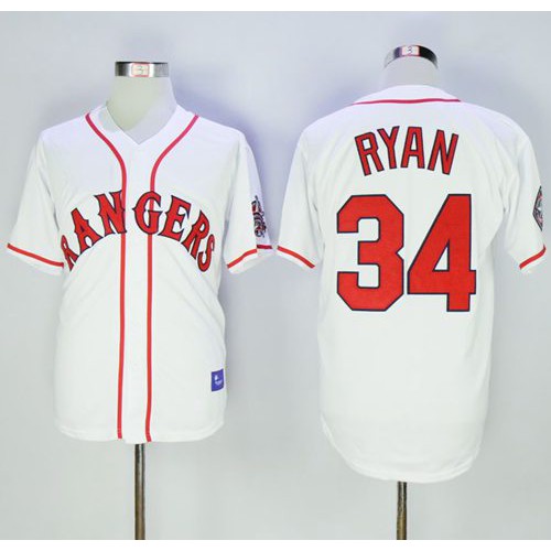 Texas Rangers #34 Nolan Ryan White Cooperstown Stitched Jersey Men's