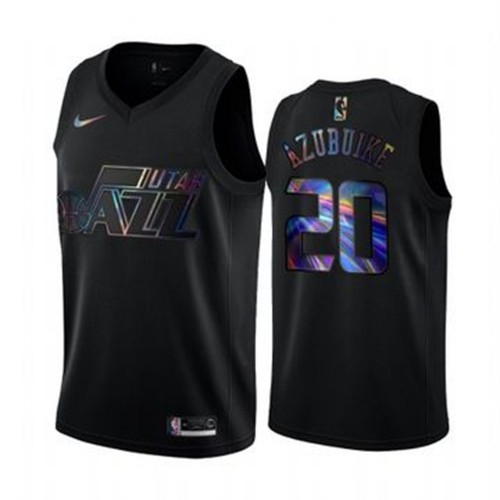 Utah Jazz #20 Udoka Azubuike Mens Iridescent Holographic Collection Jersey - Black Mens