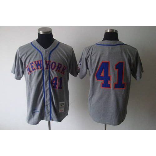 Mitchell and Ness 1969 New York Mets #41 Tom Seaver Grey Stitched Jersey Men's