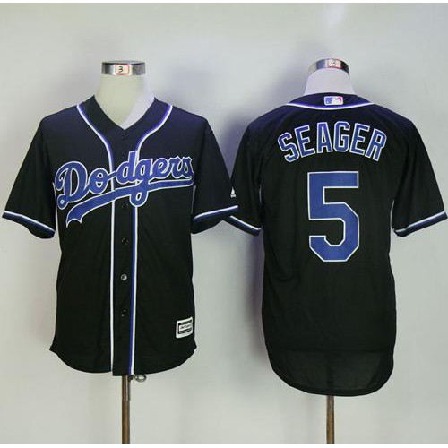 Los Angeles Dodgers #5 Corey Seager Black Fashion Stitched Jersey Men's