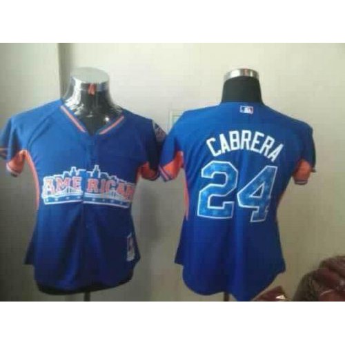 Detroit Tigers #24 Miguel Cabrera Blue 2013 All-Star Women's Stitched Jersey Womens