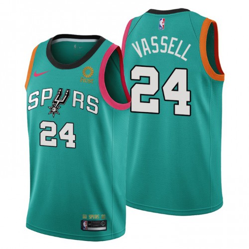 San Antonio Spurs #24 Devin Vassell Mens 2022-23 City Edition Jersey - Cherry Blossom Teal Mens