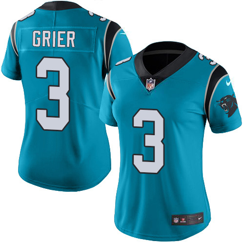 Carolina Panthers #3 Will Grier Blue Alternate Women's Stitched Vapor Untouchable Limited Jersey Womens