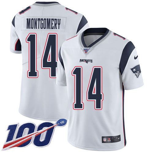 Patriots #14 Ty Montgomery White Youth Stitched 100th Season Vapor Limited Jersey